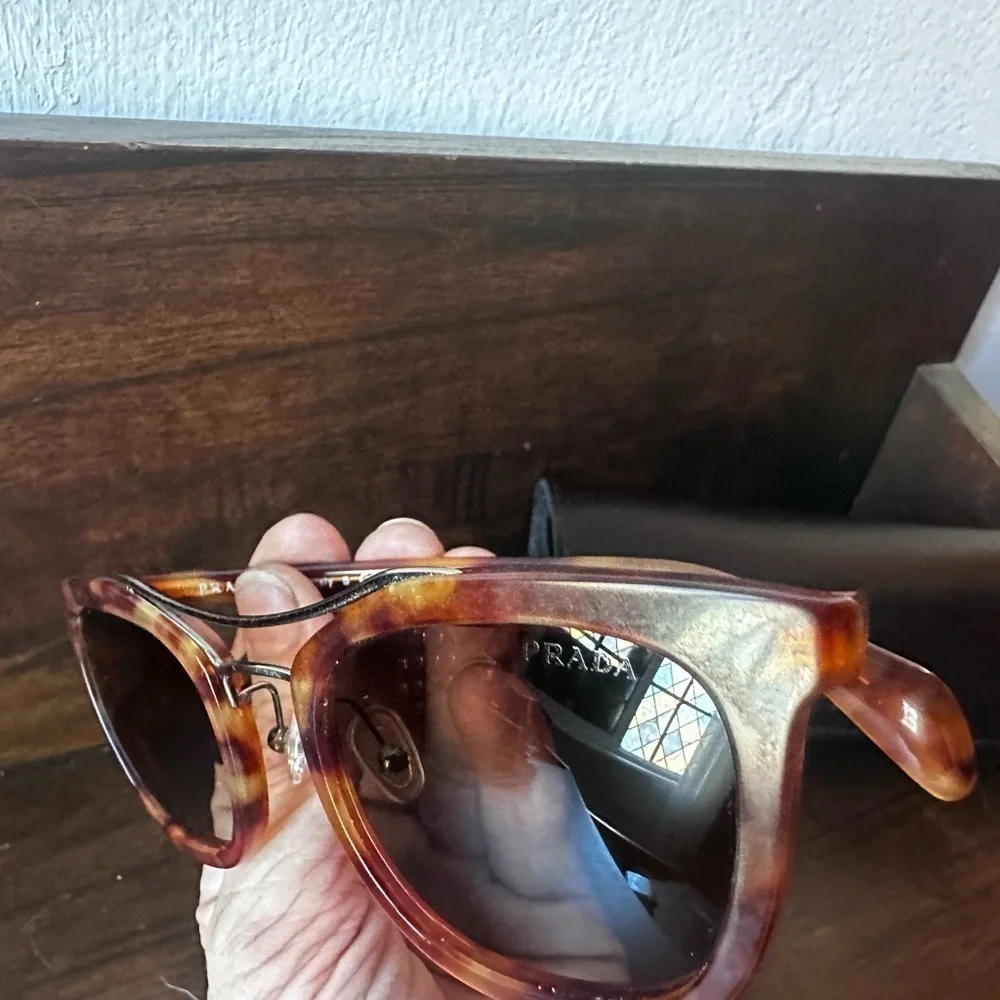 Prada Tortoiseshell & Gold-tone Aviator Frame Sunglasses - Picture 8 of 8